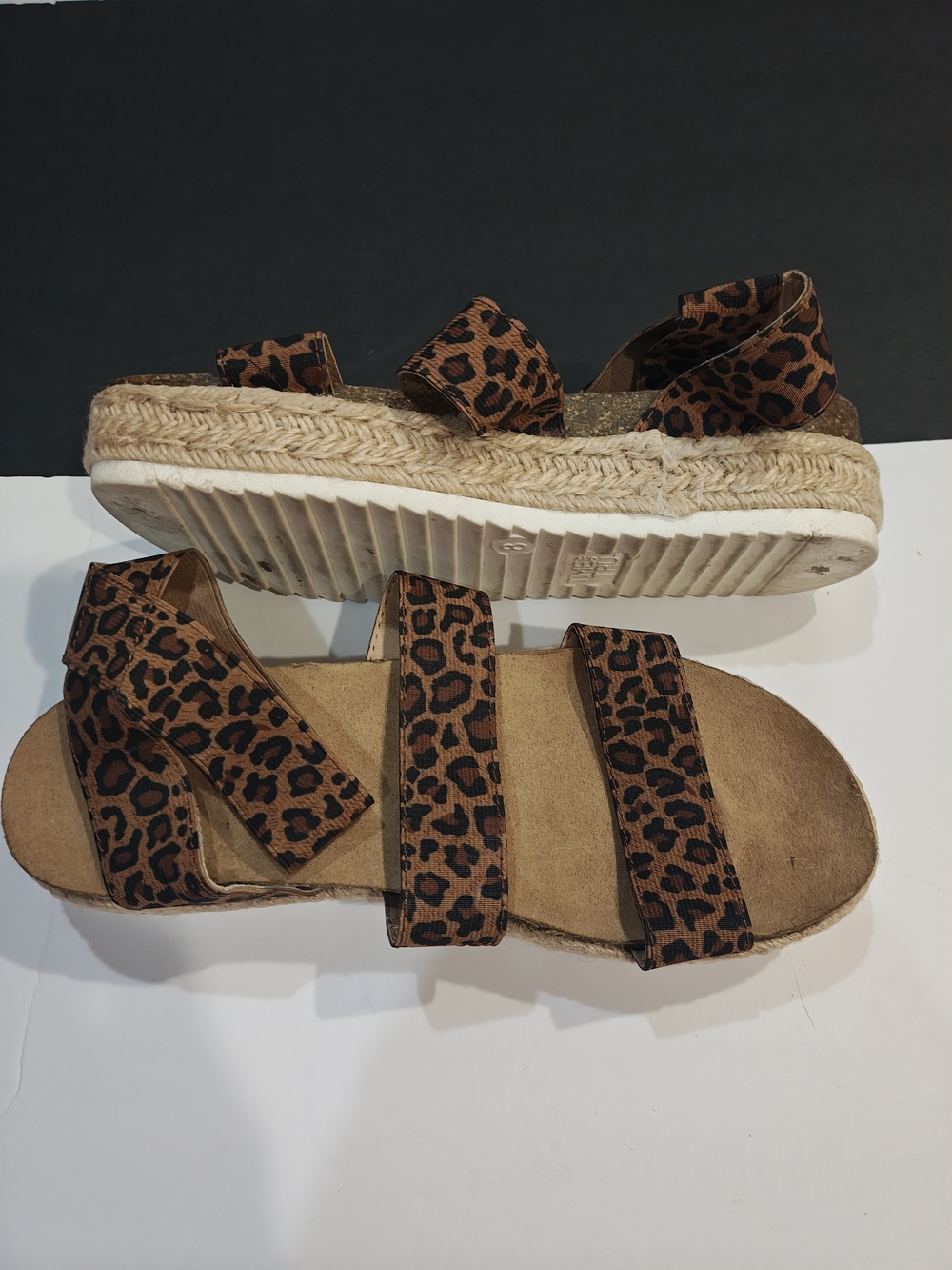 Time and Tru Leopard Print Espadrille Platform Sandals - Brown